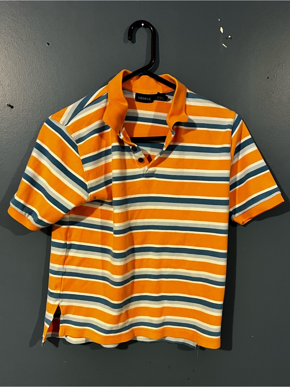 George Orange, Blue & White Striped Polo